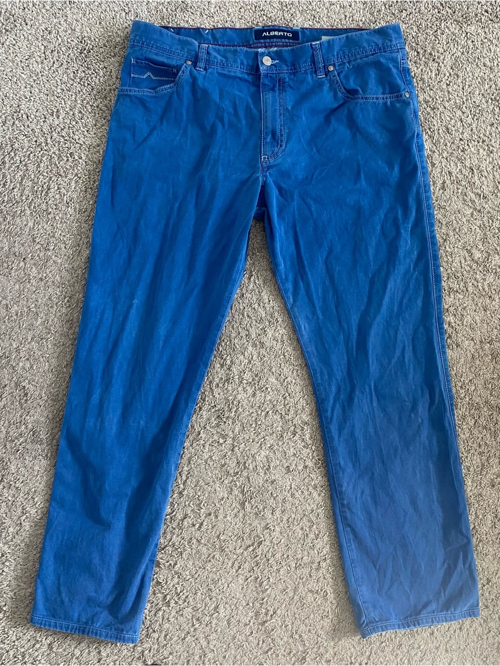 Alberto Regular Fit Jeans Mens 38x34 Dark Cobalt Denim